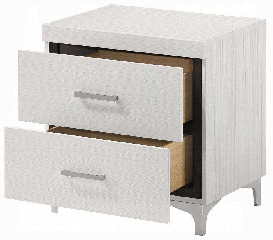 Acme BD00644Q-4PC 4 pc Astoria grand Casilda white finish wood grey faux leather LED queen bedroom set