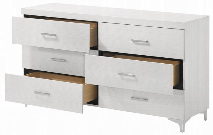 Acme BD00644Q-4PC 4 pc Astoria grand Casilda white finish wood grey faux leather LED queen bedroom set