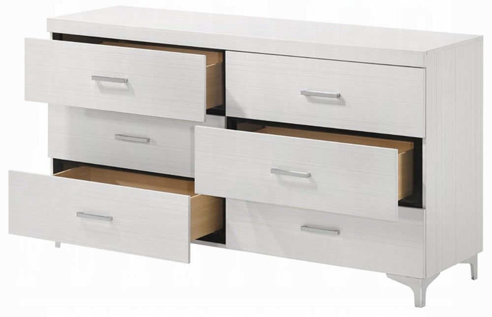 Acme BD02353Q-4PC 4 pc Saree light teal chenille fabric white finish wood queen bedroom set