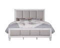 Acme BD00660 Astoria grand Katia weathered light gray and white finish wood light gray linen queen bed