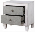 Acme BD00660-4PC Astoria grand Katia weathered light gray and white finish wood light gray linen queen bedroom set