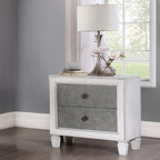 Acme BD00660-4PC Astoria grand Katia weathered light gray and white finish wood light gray linen queen bedroom set