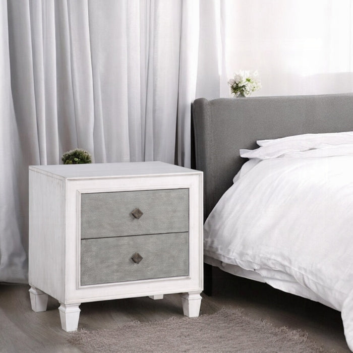 Acme BD00660-4PC Astoria grand Katia weathered light gray and white finish wood light gray linen queen bedroom set