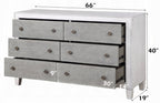 Acme BD00660-4PC Astoria grand Katia weathered light gray and white finish wood light gray linen queen bedroom set