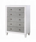 Acme BD00664 Astoria grand Katia weathered light gray and white finish wood 5 drawer tall chest