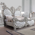 Acme BD00683EK Astoria grand valkyrie gray finish wood faux leather french inspired ornate eastern king bed