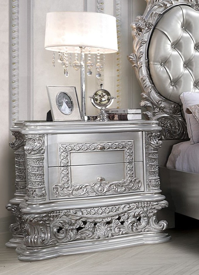 Acme BD00684 Astoria grand valkyrie gray finish wood french inspired ornate bedroom nightstand end table