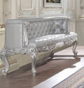 Acme BD00688 Astoria grand valkyrie gray finish wood faux leather french inspired ornate bedroom bench