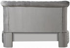 Acme BD00967Q Gaiva grey velvet upholstered fabric tufted round queen bed set with storage