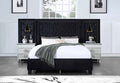Acme BD00975Q Damazy black velvet upholstered fabric queen tufted paneled headboard bedroom set
