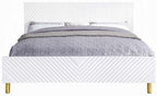 Acme BD01034Q 4 pc Rosdorf park gaines white high gloss finish wood gold accents modern style queen platform bed set