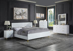 Acme BD01034Q 4 pc Rosdorf park gaines white high gloss finish wood gold accents modern style queen platform bed set