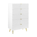 Acme BD01038 Rosdorf park gaines white high gloss finish wood gold accents modern style 5 drawer chest