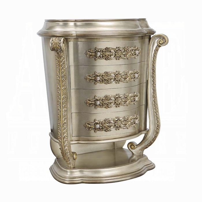 Acme BD01238 Astoria grand Danae champagne and gold finish wood french inspired ornate 4 drawer tall chest