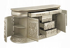 Acme BD01244 Astoria grand Sorina antique gold finish wood french inspired ornate 5 drawer 4 cabinets dresser buffet console cabinet