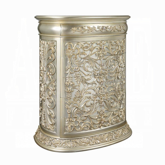 Acme BD01245 Astoria grand Sorina antique gold finish wood french inspired ornate 6 drawer tall chest