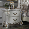 Acme BD01340 Vendome antique pearl finish wood queen 2 drawer bed side nightstand