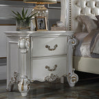 Acme BD01340 Vendome antique pearl finish wood queen 2 drawer bed side nightstand