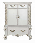 Acme BD01343 Vendome antique pearl finish wood queen 3 drawer tall chest with cabinet