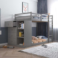 Acme BD01372 Harriet beee gaston grey finish wood twin over twin bunk bed set storage drawers and shelves