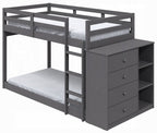 Acme BD01372 Harriet beee gaston grey finish wood twin over twin bunk bed set storage drawers and shelves