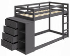 Acme BD01372 Harriet beee gaston grey finish wood twin over twin bunk bed set storage drawers and shelves