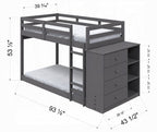 Acme BD01372 Harriet beee gaston grey finish wood twin over twin bunk bed set storage drawers and shelves