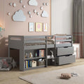Acme BD01375 Harriet beee gaston grey finish wood twin day bed loft style set storage drawers and shelves