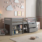 Acme BD01375 Harriet beee gaston grey finish wood twin day bed loft style set storage drawers and shelves