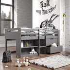 Acme BD01375 Harriet beee gaston grey finish wood twin day bed loft style set storage drawers and shelves