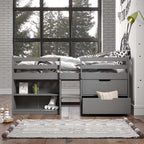Acme BD01375 Harriet beee gaston grey finish wood twin day bed loft style set storage drawers and shelves