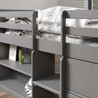 Acme BD01375 Harriet beee gaston grey finish wood twin day bed loft style set storage drawers and shelves