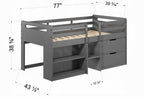 Acme BD01375 Harriet beee gaston grey finish wood twin day bed loft style set storage drawers and shelves