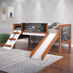 Acme BD01409 Harriet beee aurea cherry oak finish wood twin day bed loft style set with slide and chalk board panels