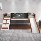 Acme BD01409 Harriet beee aurea cherry oak finish wood twin day bed loft style set with slide and chalk board panels