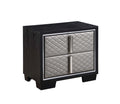Acme BD01428 Nicola black finish wood silver faux leather nightstand end table
