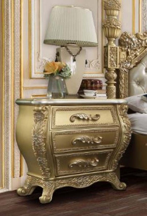 Acme BD01464 Astoria grand Cabriole antique gold finish wood french inspired ornate nightstand
