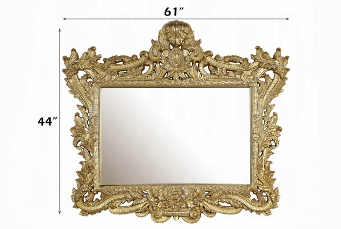 Acme BD01474EK-5PC 5 pc Bernadette gold finish wood ornately carved white faux leather tufted headboard Eastern king bedroom set