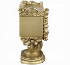 Acme BD01476-77-78 3 pc Bernadette gold finish wood ornately carved Vanity desk mirror and stool with gold fabric