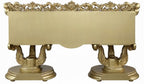 Acme BD01476-77-78 3 pc Bernadette gold finish wood ornately carved Vanity desk mirror and stool with gold fabric