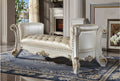 Acme BD01522 Vendome antique pearl finish wood pearl faux leather button tufted bedroom entry bench