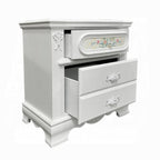 Acme BD01639  Flora white finish wood floral motif design 2 drawer bed side nightstand