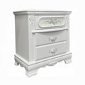 Acme BD01639  Flora white finish wood floral motif design 2 drawer bed side nightstand