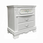 Acme BD01639  Flora white finish wood floral motif design 2 drawer bed side nightstand