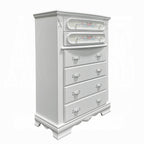 Acme BD01642  Flora white finish wood floral motif design 5 drawer tall chest