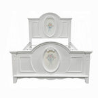 Acme BD01645T  Flora white finish wood floral motif design oval paneled twin bed