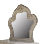 Acme BD01682Q-4PC 4 pc dresden bone white finish wood ornate queen bedroom set faux leather tufted upholstery