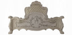 Acme BD01682Q-4PC 4 pc dresden bone white finish wood ornate queen bedroom set faux leather tufted upholstery