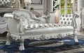 Acme BD01687 Dresden bone white finish wood bone faux leather button tufted bench
