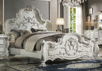 Acme BD01708Q-4PC 4 pc dresden bone white finish wood ornate queen bedroom set ornate accents headboard